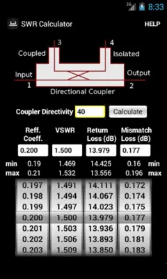 SWR Calculator android App screenshot 2